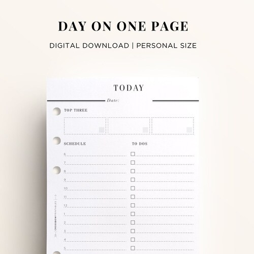 PRINTABLE PERSONAL Day on One Page Personal Size Printable - Etsy