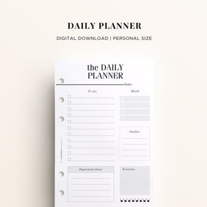PRINTABLE PERSONAL Daily Planner Insert Printable Personal - Etsy
