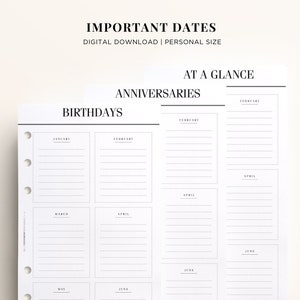 PRINTABLE PERSONAL at A Glance Printable Planner Personal - Etsy