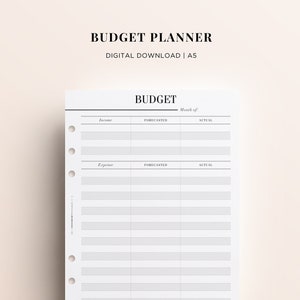 PRINTABLE A5 Budget Planner Printable, Financial Planner Printable Insert A5, Monthly Budget Printable, A5 Ring Printable Inserts