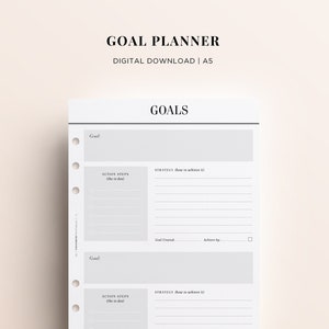 PRINTABLE A5 Goal Planner Printable Insert, Printable Goal Planning, Goal Setting, A5 Planner Inserts Printable, Goal Planner Printable