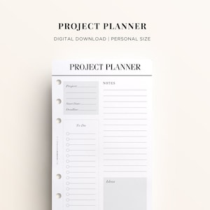 PRINTABLE PERSONAL Project Planner Printable, Work Printable, Personal Size Planner Printables, Student Planner, Printable Personal Inserts