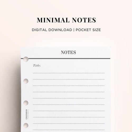 POCKET PRINTABLE Notes Planner Refill Pocket Size Planner Etsy