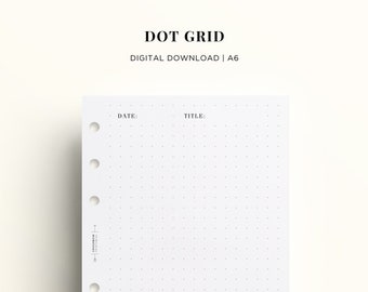 Notes Dots A6 Printable Planner Inserts Dotted Notes - Etsy