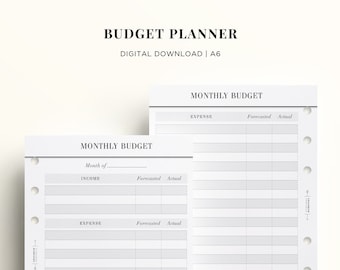 PRINTABLE A6 Budget Planner Inserts A6 Printable, Printable A6 Finance Inserts, Printable Monthly Budget A6 Planner