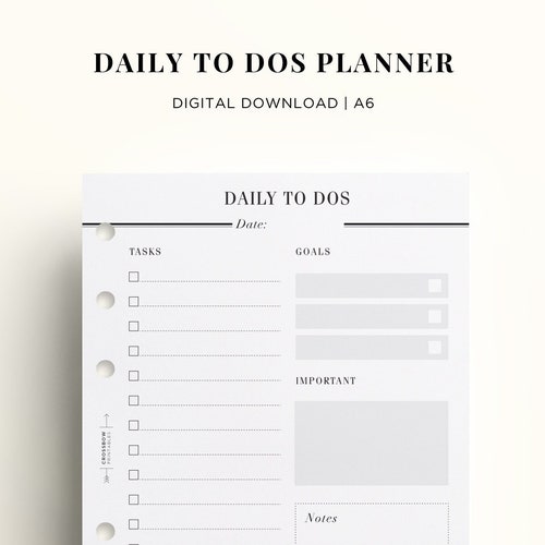 PRINTABLE A6 Day on One Page Printable A6 Daily Planner - Etsy