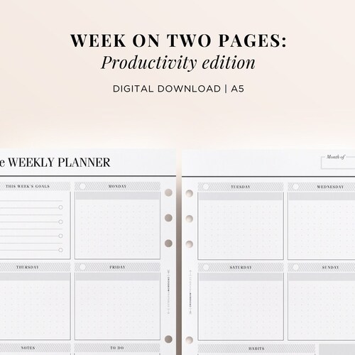PRINTABLE A5 Monthly Planner Printable Month on Two Pages - Etsy