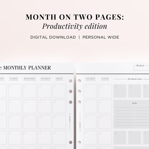 PRINTABLE Monthly Planner Inserts Personal Wide Monthly - Etsy