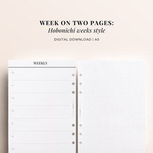 PRINTABLE A5 Hobonichi Weeks Inspired Printable, Week on Two Pages ...
