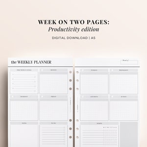 PRINTABLE A5 Week on Two Pages A5 Printable, A5 Weekly Insert Printable ...