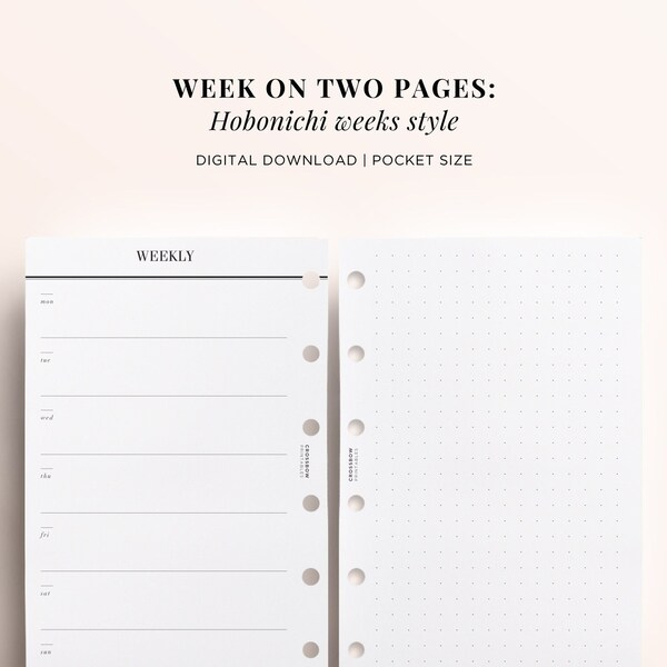Weekly Pocket Calendar Etsy