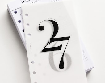 Insertos para agenda personal diaria 2026-2027 / Insertos impresos con fecha por página para Filofax, LV MM Agenda, Minimal Personal Size Planner