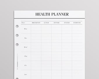 PRINTED Food Journal, Fitness Planner | Meal Planner Inserts A5 | Fitness Journal Food Tracker | Clean Eating Menu Weight Loss Workout Plan