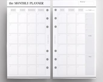 PRINTED MO2P Productivity Edition | Printed Personal Size Inserts | Monthly Planner Inserts | Month On Two Pages | Printed Personal Planners