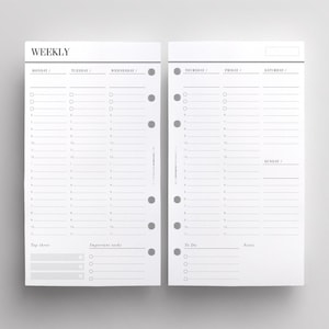 PRINTED WO2P Vertical Edition | Personal Size Weekly Planner Inserts | Week On Two Pages | LV MM Printed Inserts | Filofax Personal Refill