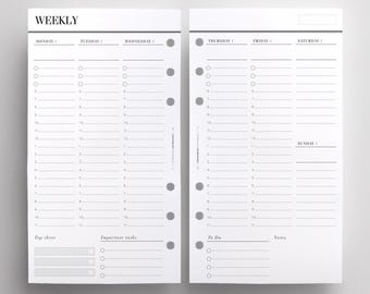 PRINTED WO2P Vertical Edition | Personal Size Weekly Planner Inserts | Week On Two Pages | LV MM Printed Inserts | Filofax Personal Refill