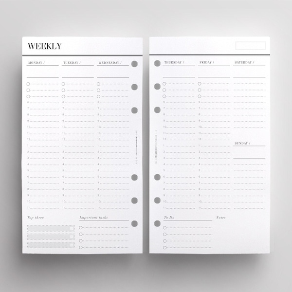 PRINTED WO2P Vertical Edition | Personal Size Weekly Planner Inserts | Week On Two Pages | LV MM Printed Inserts | Filofax Personal Refill