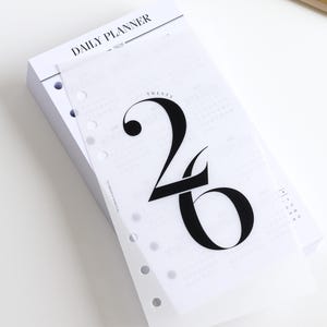 2026 Personal Daily Planner Inserts | Printed Dated Day Per Page Inserts for Filofax, LV MM Agenda, Minimal Personal Size Planner