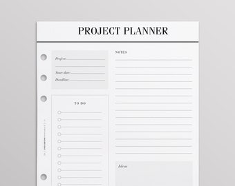 PRINTED Project Planner Pages A5 | Projects To Do List | Work Planner | Filofax A5, Kikki K Large, LV GM Agenda Inserts | Planner Inserts