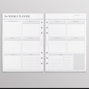 PRINTED WO2P Productivity Edition A5 | Weekly Planner Inserts | Week On Two Pages | Undated Planner Calendar | Yearly Planner Pages Kikki K