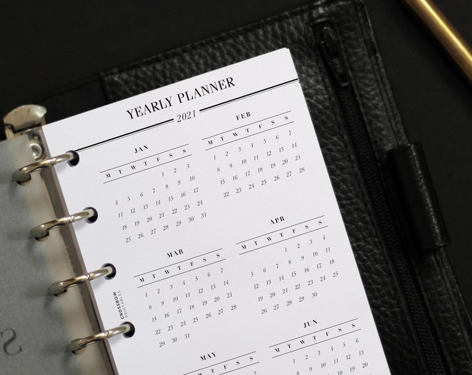 2021 Pocket Inserts Printed, Filofax Pocket 2021 Calendar, Dated Yearly ...