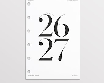 Insertos para agenda semanal de bolsillo 2026-2027, insertos impresos para agenda de mitad de año tamaño bolsillo, páginas fechadas para agenda Filofax Pocket, insertos para agenda LV PM