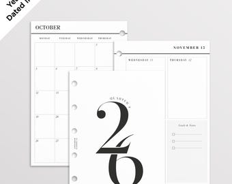 Oct-Dec Pocket Planner Inserts 2026 | Weekly & Monthly Filofax Pocket Calendar for the end of 2026 | 2027 Extension Set
