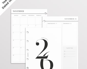 Nov-Dec Pocket Planner Inserts 2026 | Weekly & Monthly Filofax Pocket Calendar for the end of 2026 | 2027 Extension Set