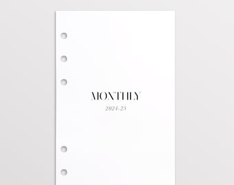 Printed 2024-2025 Monthly Personal Planner Inserts Printed, Personal Size Monthly Inserts, Dated Mid Year Filofax Personal Inserts