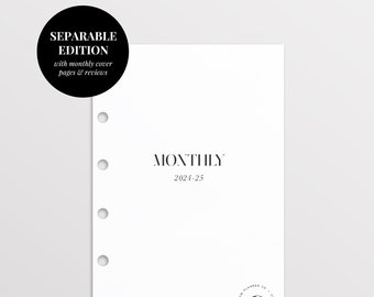 Separable 2024-2025 Pocket Monthly Inserts, Pocket Planner Inserts 2024-25, Printed Pocket Inserts, Filofax Pocket, LV PM Agenda Refill