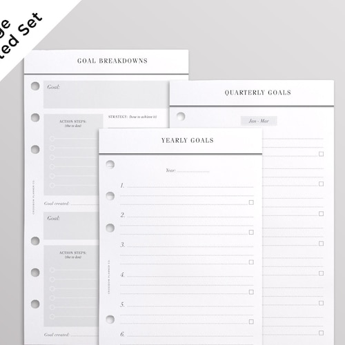 PRINTED Goal Planner Pack Printed Personal Planner Inserts Etsy
