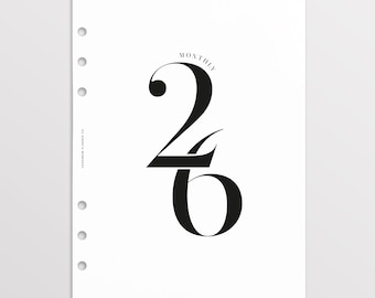 Encartes mensuales impresos de 2026, encartes de planificador con fecha A5, mes A5 en dos páginas, Kikki K grande, Filofax A5, agenda calendario LV GM