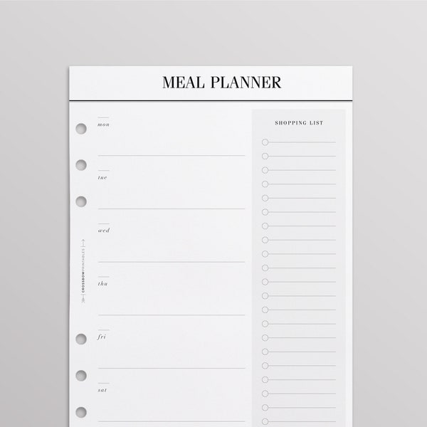 PRINTED Meal Planner Inserts A5 | Shopping List, Grocery List Planner Refill | Menu Planner | Meal Planning | Filofax Kikki K Planner Insert