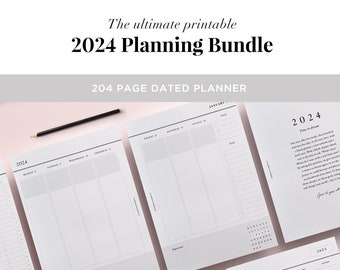 2024 Planer Inserts Printable: 2024 Tagebuch und Kalender Monatsplaner, Wochenplaner, 2024 druckbare Planerseiten, A4 A5 US Letter