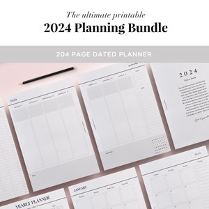 2024 Planner Inserts Printable: 2024 Diary and Calendar Monthly Planner, Weekly Planner, 2024 Printable Planner Pages, A4 A5 US Letter