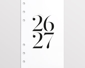 Insertos mensuales impresos para agenda personal 2026-2027, insertos mensuales tamaño personal, insertos Filofax Personal con fecha de mediados de año.