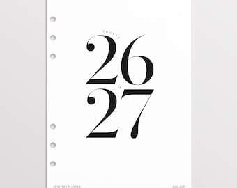 Recambios para agenda mensual A5 2026-2027, mes en dos páginas A5 / recambio para Filofax A5 y recambio para agenda grande GM de Louis Vuitton