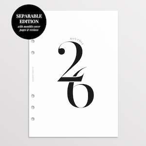 Printed Separable 2026 Monthly Planner Inserts (To Use with Monthly Dividers), A5 Month on Two Pages, Filofax A5, LV GM Agenda