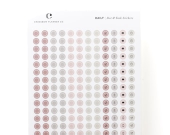 Neutral Transparent Dot Stickers Set | Mini Functional Tasks Planner Stickers | Minimal Clear Planner Dots and Icons | 252 Stickers