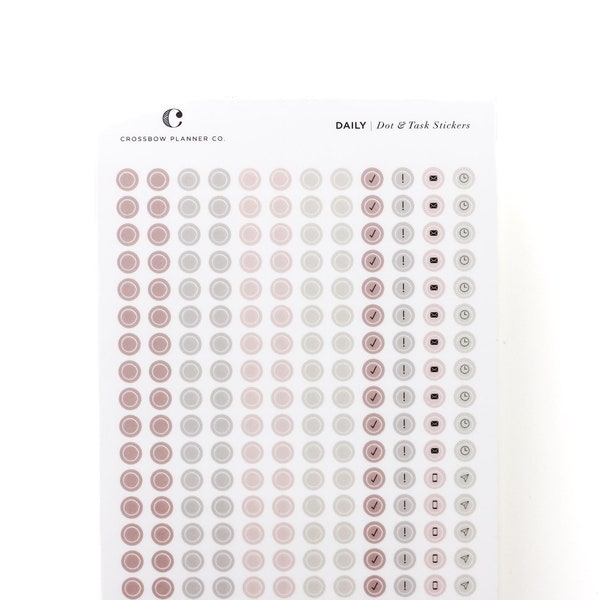 Neutral Transparent Dot Stickers Set | Mini Functional Tasks Planner Stickers | Minimal Clear Planner Dots and Icons | 252 Stickers
