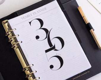 A5 Ongedateerde 6-rings planner-inzetvellen | Jaar-, maand- en weekoverzichten (compatibel met Filofax)