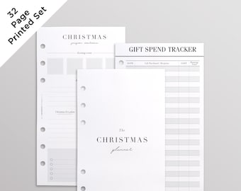 PRINTED Christmas Planner Inserts | Personal Size 32-Page Holiday Planner Pages Set, Christmas Menu Planner for LV MM & Personal Filofax