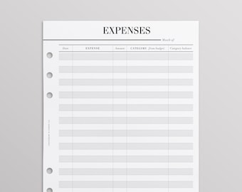 PRINTED A5 Expenses Planner | Zero Based Budget Planner Inserts - Categorised Expense Tracker for A5 Filofax, Kikki K Large, LV GM Agenda