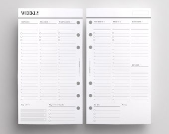 Printed Personal Size Week on Two Pages in Vertical Layout - Etsy