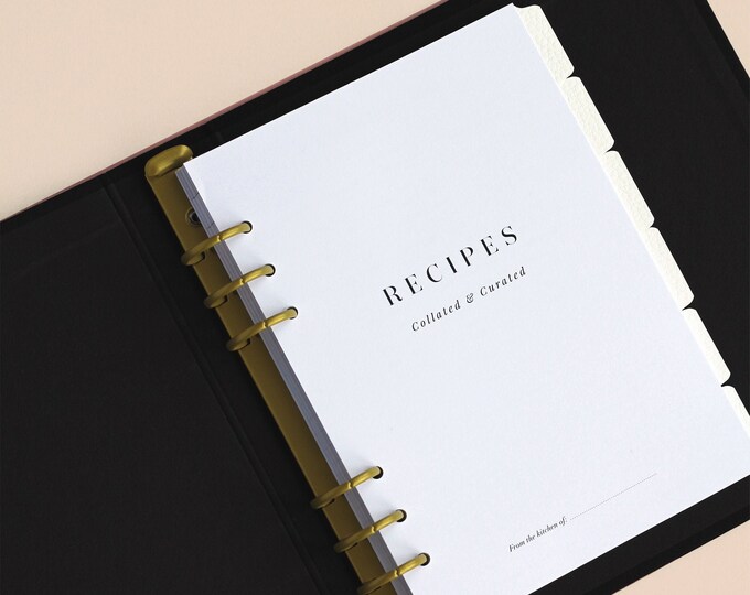 Recipe Inserts A5 Minimal Recipe Binder Refills 82 Pages Etsy