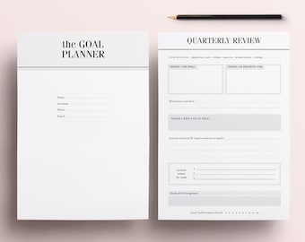 Goal Planner Printable Pages | 20-Page Printable Goals Journal with Habit Tracker Printables, New Years Resolution Planner, A4, A5