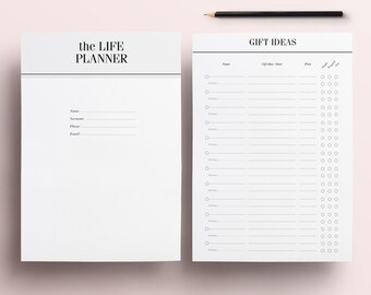 Life Planner Printable | Habit Tracker, Bucket List, Gratitude Printable, Book Reading List, Travel Wish List, 29 Printable Planner Inserts