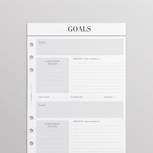 PRINTED Goal Planner | Habit Tracker, Goal Setting, Goal Planning | Minimal Planner, A5 Planner Inserts Minimal | Black & White