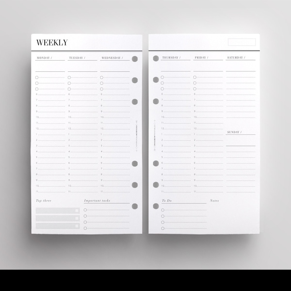 PRINTED WO2P Vertical Edition | Personal Size Weekly Planner Inserts | Week On Two Pages | LV MM Printed Inserts | Filofax Personal Refill