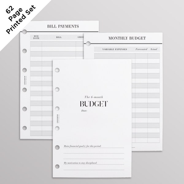 PRINTED Budget Planner Pocket Planner Inserts, 62-Page Set, Finance Inserts, Filofax Pocket, LV PM Inserts, Dave Ramsey Style Budgeting